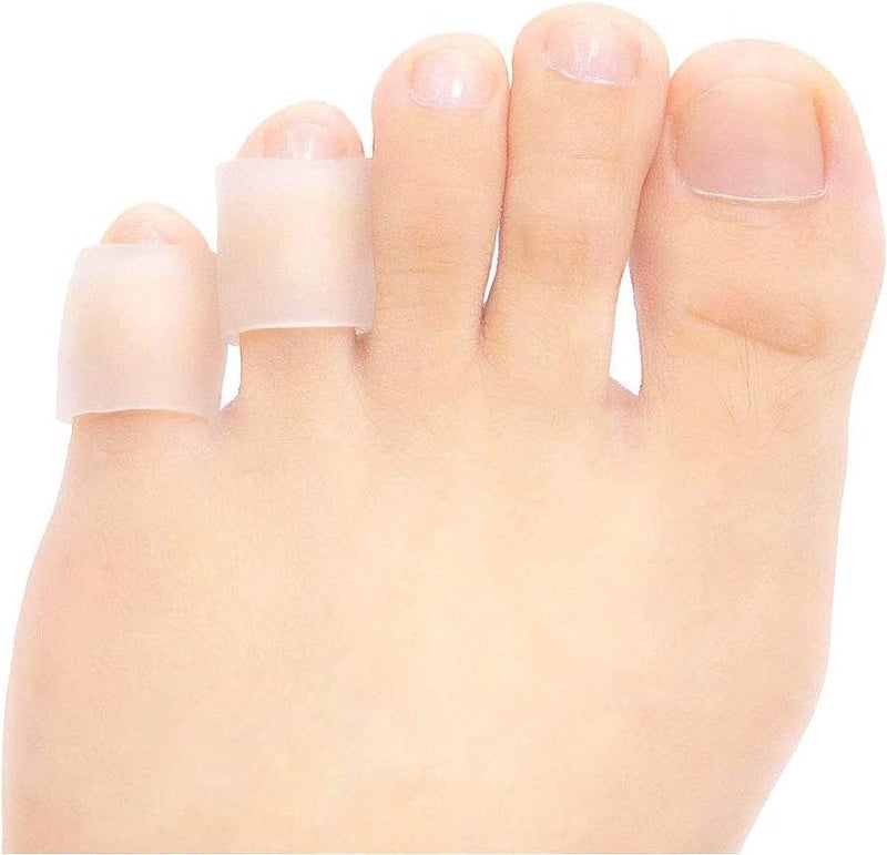 JKcare Transparent Pinky Toe Sleeves, Silicone Corn Cushions Pads, 12 Pack Little Toe Protectors for Corn, Blister and Injured Toenail Protection - Image 1